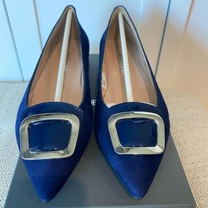 NWB Navy Blue Madeleine Suede Heels Size 9.5